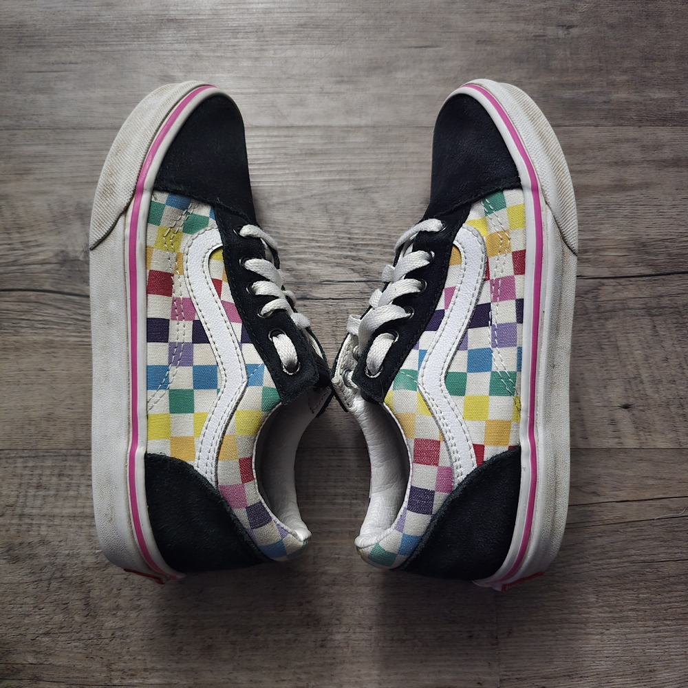 Vans Old Skool Checkered Mulitcolor Skate Shoes Size YOUTH 3 Lace Up - Picture 7 of 10